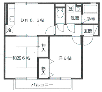 セピアコート櫛川(2DK/2階)の間取り写真