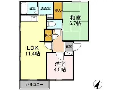 アペックス日進E(2LDK/2階)の間取り写真