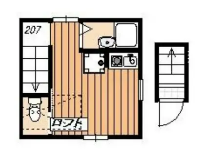 コンフォートテラス三鷹 207(ワンルーム/2階)の間取り写真