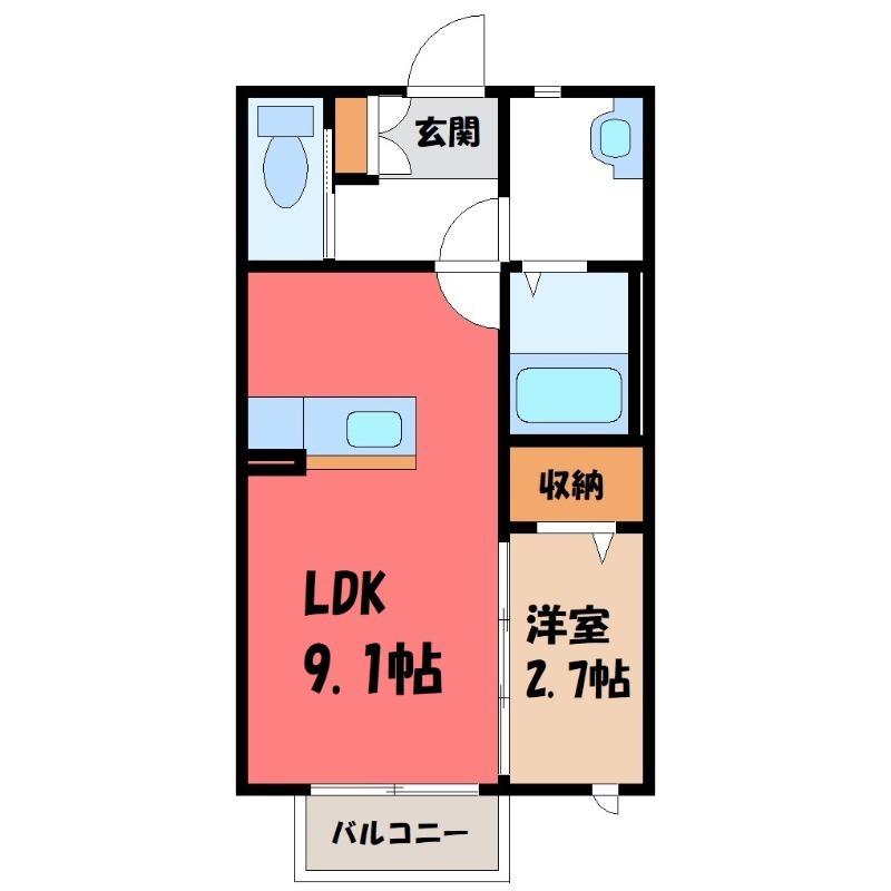 シャインミヤマエF(1LDK/2階)の間取り写真