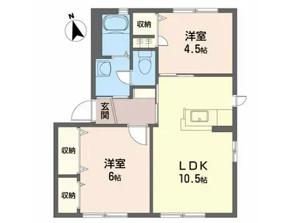 メゾン竹島 I棟(2LDK/1階)の間取り写真