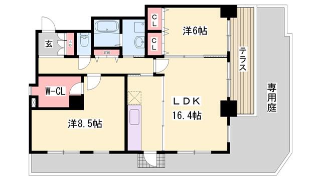 ポルトドールしかま(2LDK/1階)の間取り写真