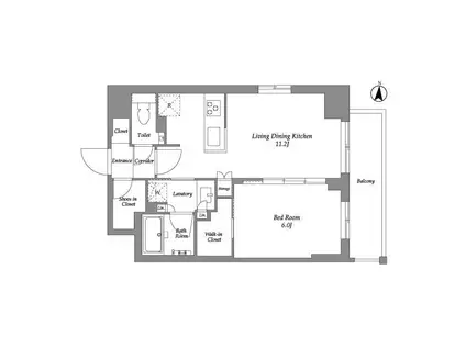 ウエリスアーバン住吉イースト(1LDK/3階)の間取り写真