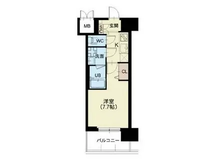 スプランディッド難波III(1K/8階)の間取り写真