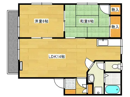リリアン庚午 B棟(2LDK/1階)の間取り写真