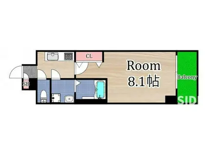 S-FORT桜ノ宮(1K/2階)の間取り写真