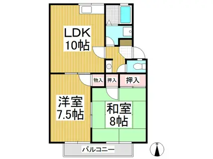 メゾンリポーズA棟(2LDK/1階)の間取り写真