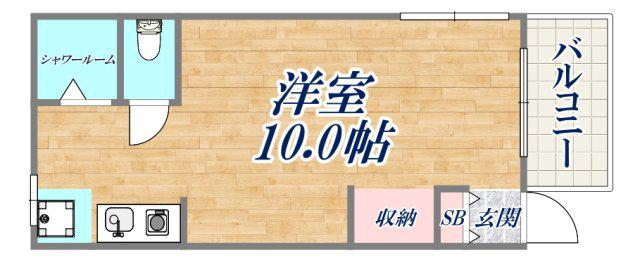 ゴールドリーフ山本(1K/1階)の間取り写真
