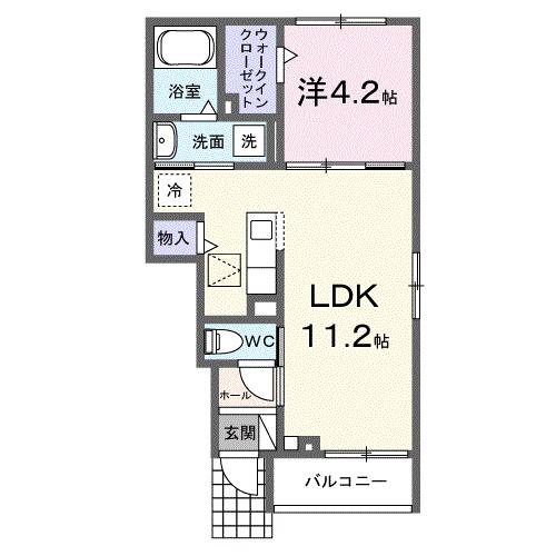 ヒカルサ藤枝茶町I(1LDK/1階)の間取り写真