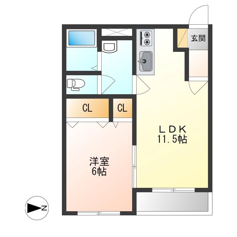 サンティールマンション(1LDK/3階)の間取り写真