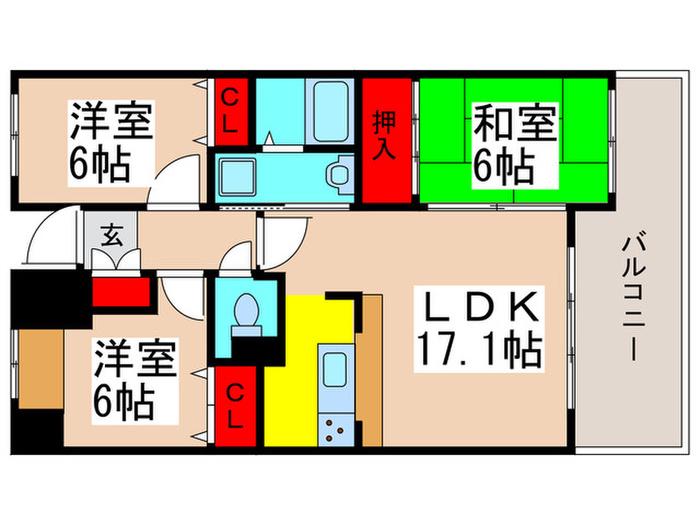 ラ・パラドール中山(3LDK/2階)の間取り写真