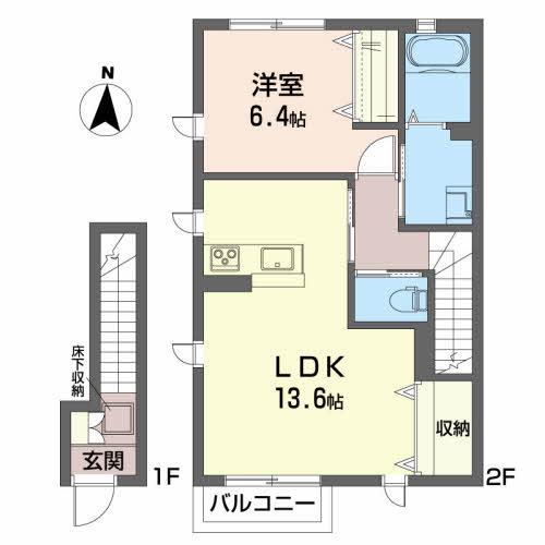シャーメゾンフェリス(1LDK/2階)の間取り写真