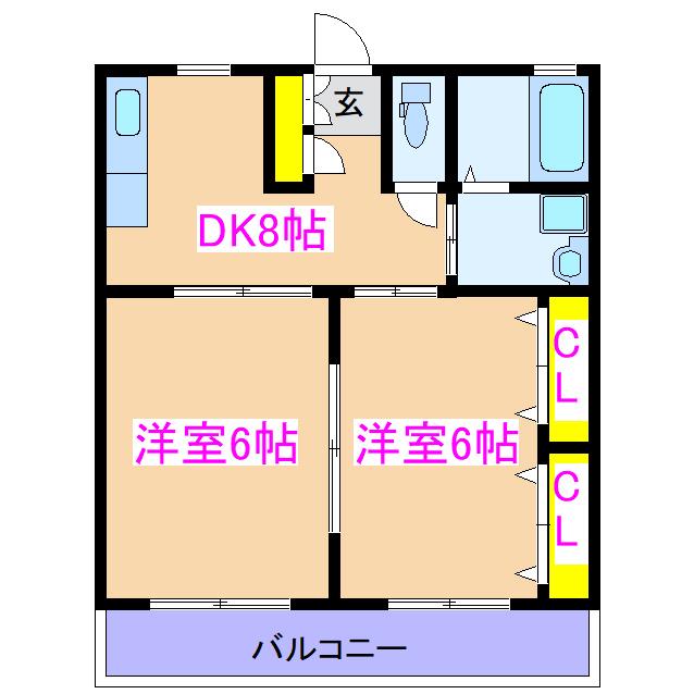 アネックス高山 A棟(2DK/2階)の間取り写真
