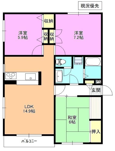 カサフィーナAI(3LDK/1階)の間取り写真
