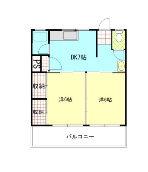 吉村建設ビル(2DK/2階)の間取り写真