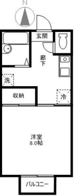 エスポワール(1K/2階)の間取り写真