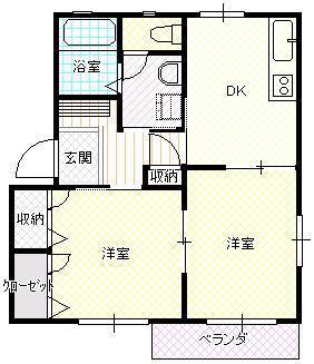 シャーメゾンYANAGI A(2DK/2階)の間取り写真