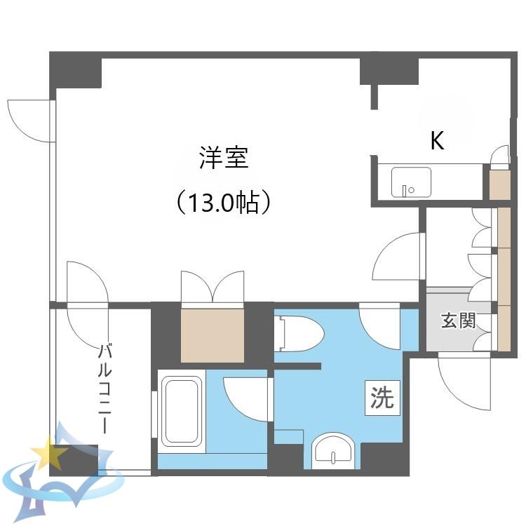 プライムメゾン鴨々川(1K/2階)の間取り写真