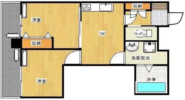 長興新中野マンション(2DK/2階)の間取り写真