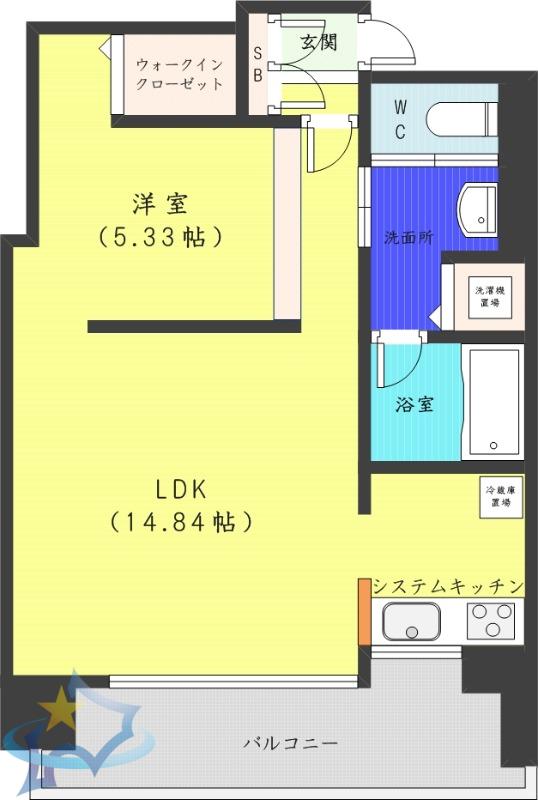 F141(1LDK/8階)の間取り写真
