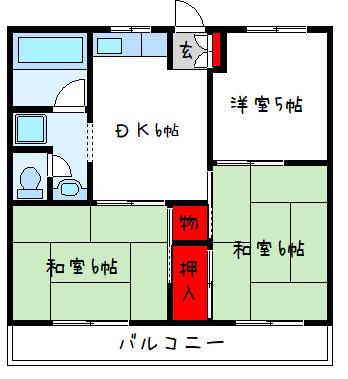 光陽ハイツ(3DK/2階)の間取り写真
