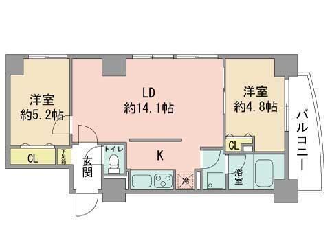ビッグパレス中島公園(2LDK/11階)の間取り写真