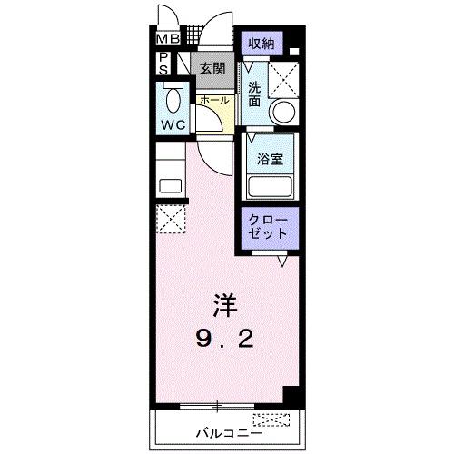 サンパティエコート(ワンルーム/2階)の間取り写真