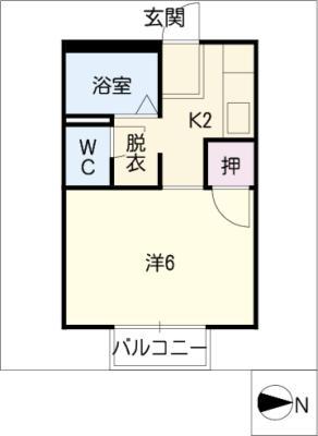ジュネス・S(1K/2階)の間取り写真