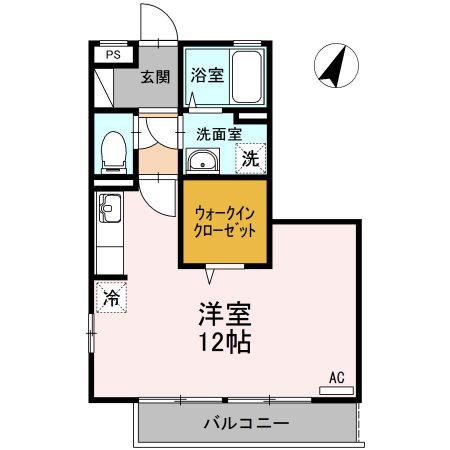 リファルジェント泉 C棟(ワンルーム/1階)の間取り写真