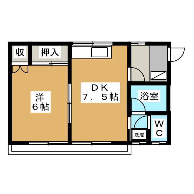 ツルコーポ(1DK/2階)の間取り写真