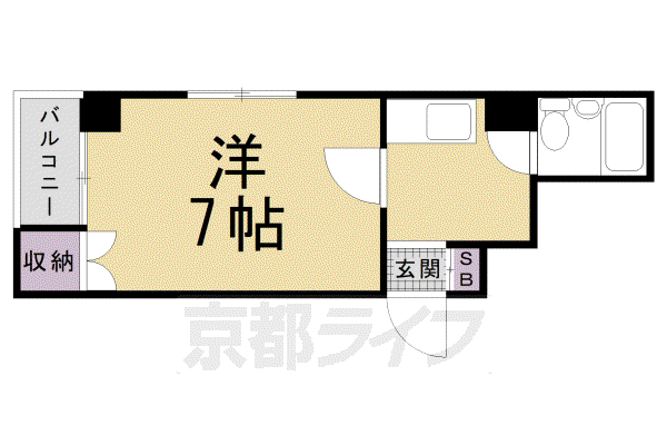 K-HOUSE深草(1K/1階)の間取り写真