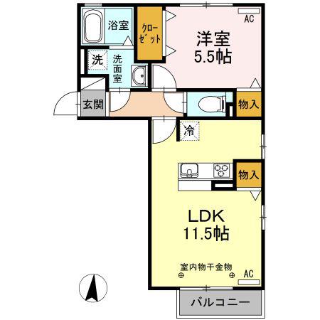 FIRENZE(1LDK/2階)の間取り写真