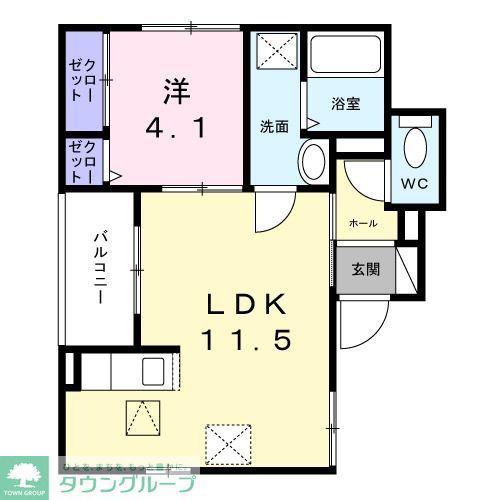 ル・ラパン・ドゥ・ラヴィーヌ(1LDK/1階)の間取り写真