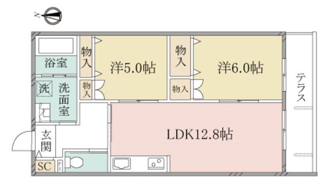 ヘーベルヴィレッジ堀ノ内(2LDK/4階)の間取り写真