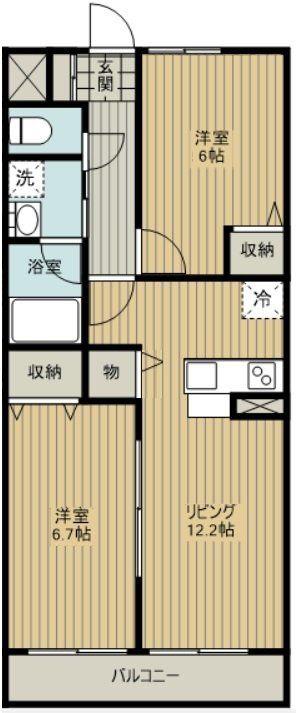 エマーブルI(2LDK/2階)の間取り写真