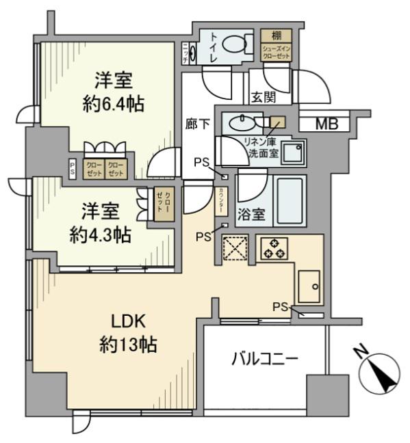 シティタワー池袋ウエストゲート(2LDK/10階)の間取り写真