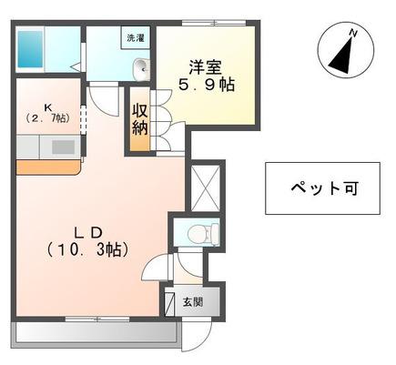 PARK D`AZUR(1LDK/1階)の間取り写真