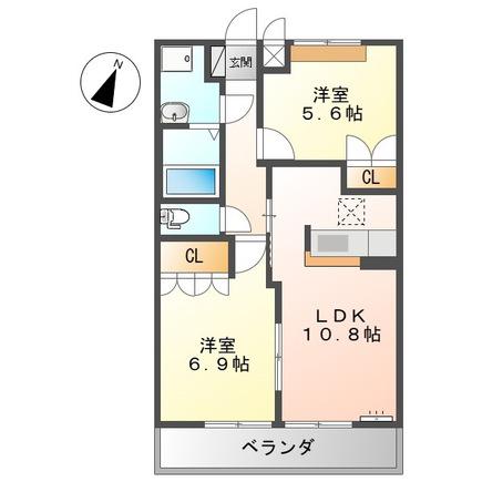 JR山陽本線 安芸中野駅 徒歩14分 2階建 築17年(2LDK/1階)の間取り写真