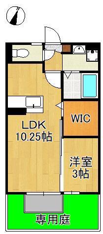 アンバーウッド(1LDK/1階)の間取り写真
