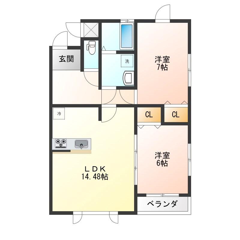 クラウドヒルズ(2LDK/3階)の間取り写真