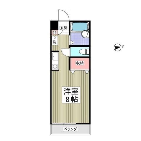 ロックハイツⅡ(ワンルーム/1階)の間取り写真