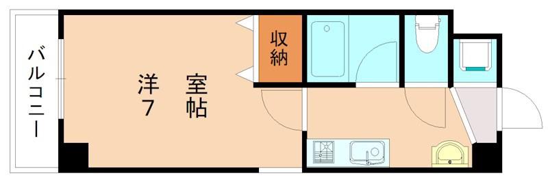 吉野町ワンルームマンション(1K/3階)の間取り写真