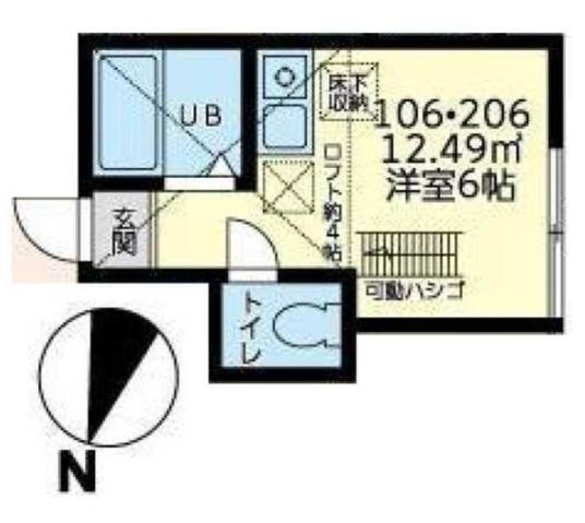 ユナイト衣笠ルッティー(ワンルーム/2階)の間取り写真