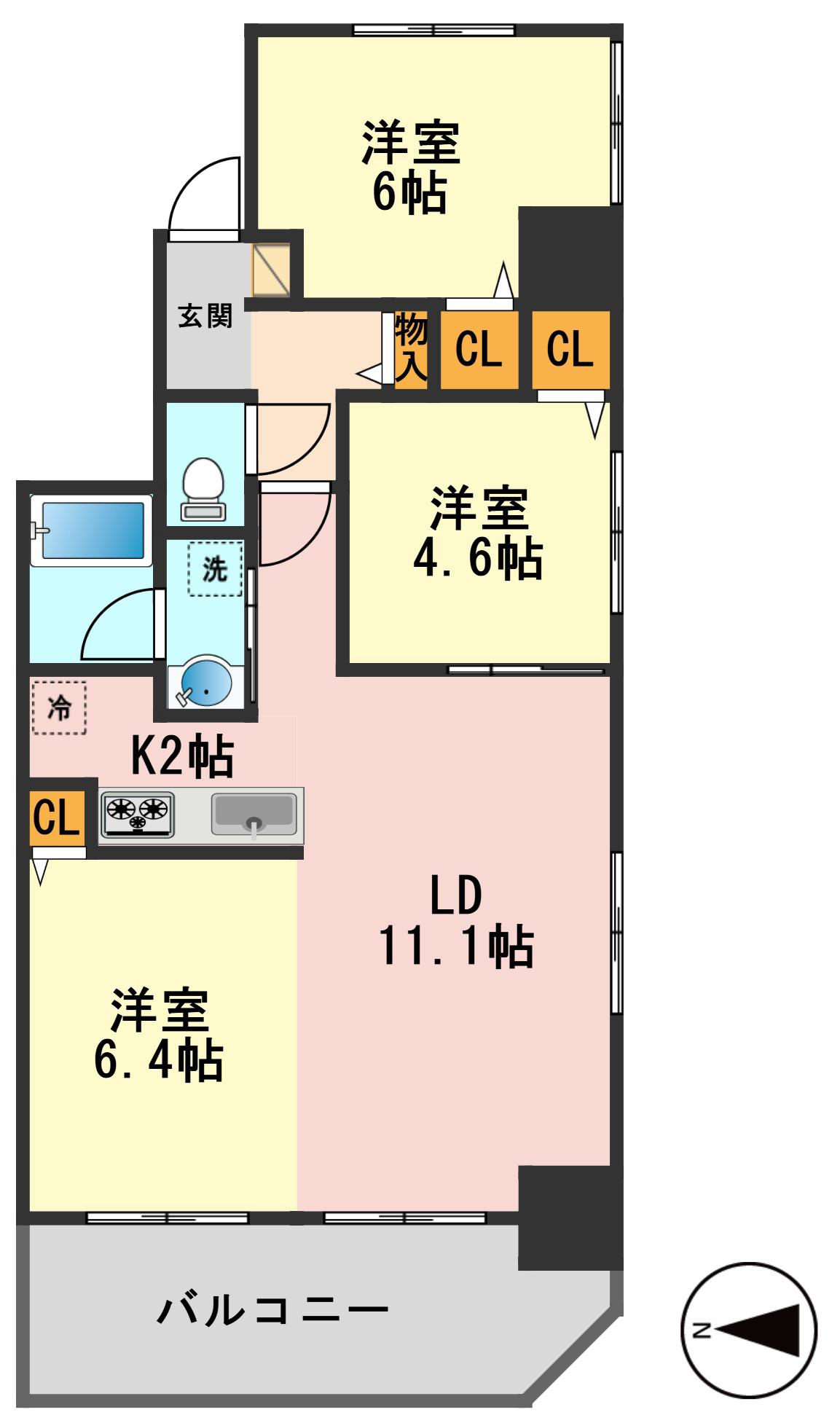 グランデュール新小岩(2LDK/11階)の間取り写真