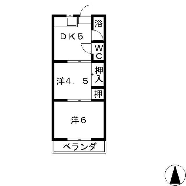 野田マンションD棟(1LDK/3階)の間取り写真