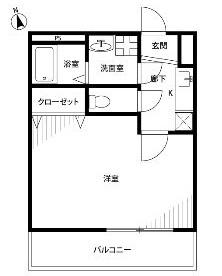 アムールIYAMA II(1K/2階)の間取り写真