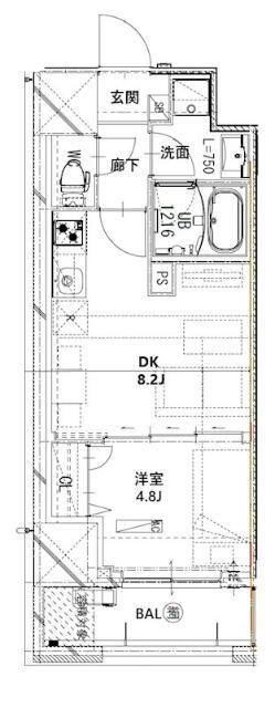 フロンティアレジデンス板橋(1LDK/8階)の間取り写真