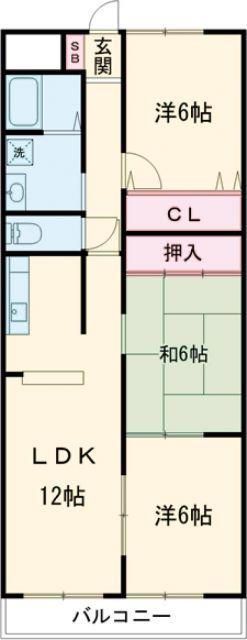 アズワン(3LDK/3階)の間取り写真