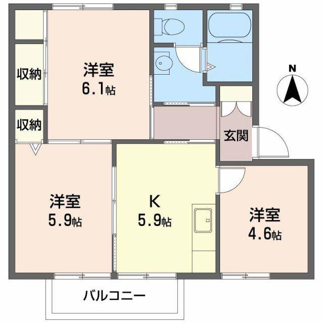フレグランス古宮(3K/2階)の間取り写真