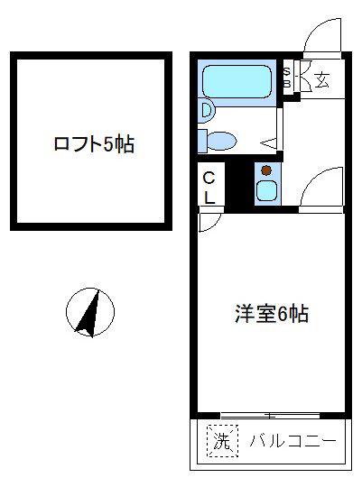 ペンションハウス コスモス21(1K/2階)の間取り写真